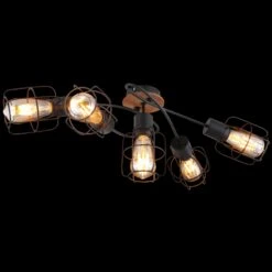 Globo Plafonnier 5 Spots WILLA En Métal Noir -BRILLIANT Soldes Boutique plafonnier 5 spots willa en metal noir globo 2108648 2