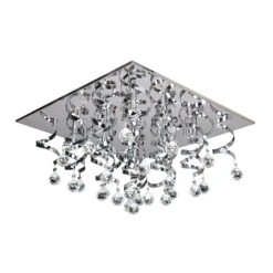 Plafonnier à Pampilles PAOLA Chromé Effet Miroir En Métal Et Verre -BRILLIANT Soldes Boutique plafonnier a pampilles paola chrome effet miroir en metal et verre laurie hl150086 5