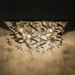 Plafonnier à Pampilles PAOLA Chromé Effet Miroir En Métal Et Verre -BRILLIANT Soldes Boutique plafonnier a pampilles paola chrome effet miroir en metal et verre laurie hl150086 6