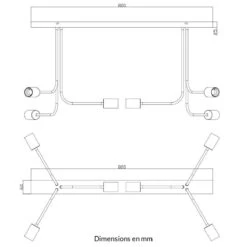 Plafonnier ARYAH (6x60W) En Métal Noir, Blanc Et Gris -BRILLIANT Soldes Boutique plafonnier aryah 6x60w en metal noir blanc et gris keria 2000431 2