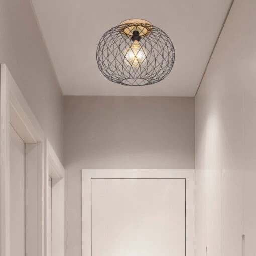 Globo Plafonnier LACKY En Métal Noir -BRILLIANT Soldes Boutique plafonnier lacky en metal noir globo 2108514