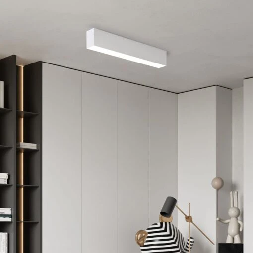 Plafonnier LED LINEAR (L40cm) En Aluminium Blanc -BRILLIANT Soldes Boutique plafonnier led linear l40cm en aluminium blanc lumicom 2104099